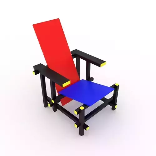 Gerit Ritveld Red and Blue chair 3D model