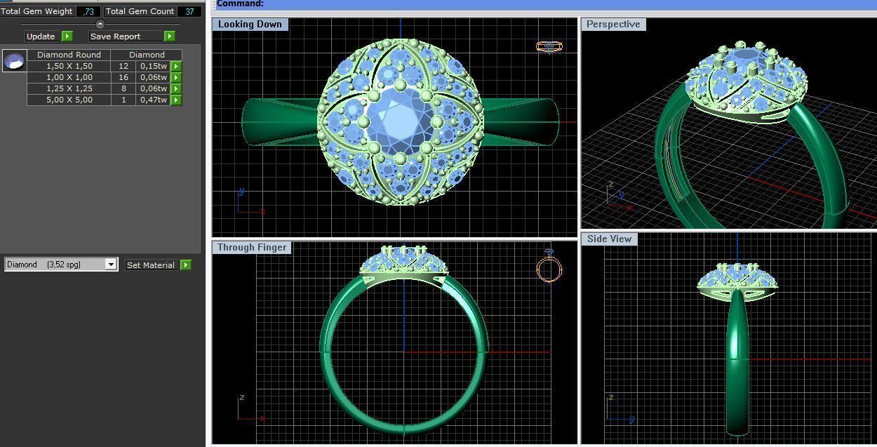 Ring Diamond set 3D print model_2
