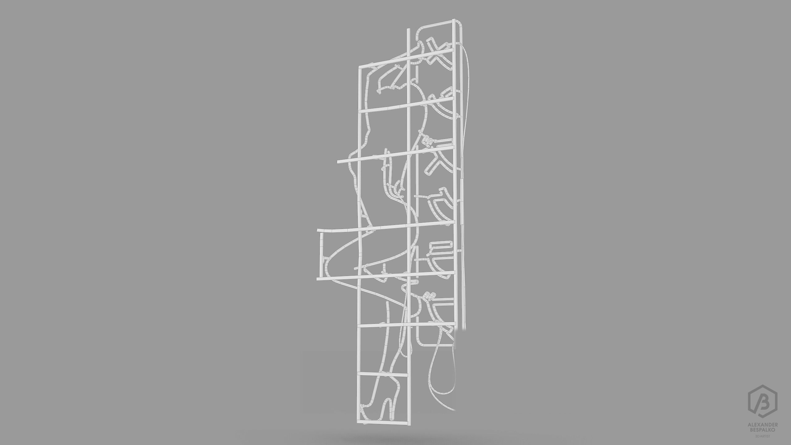 Game Ready Japanese Signs Set Sign Neon Girl Low-poly 3D model_12