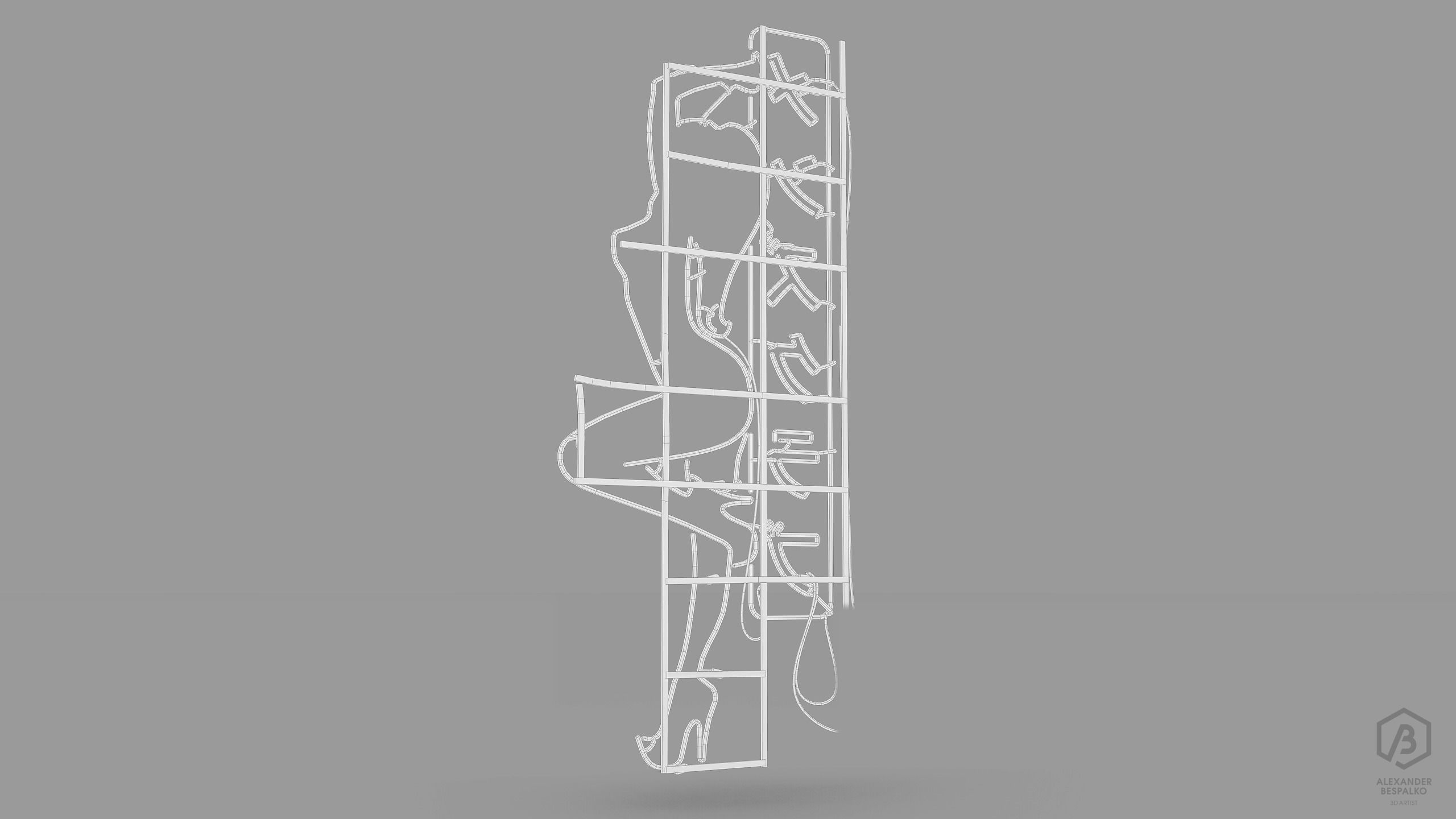 Game Ready Japanese Signs Set Sign Neon Girl Low-poly 3D model_11