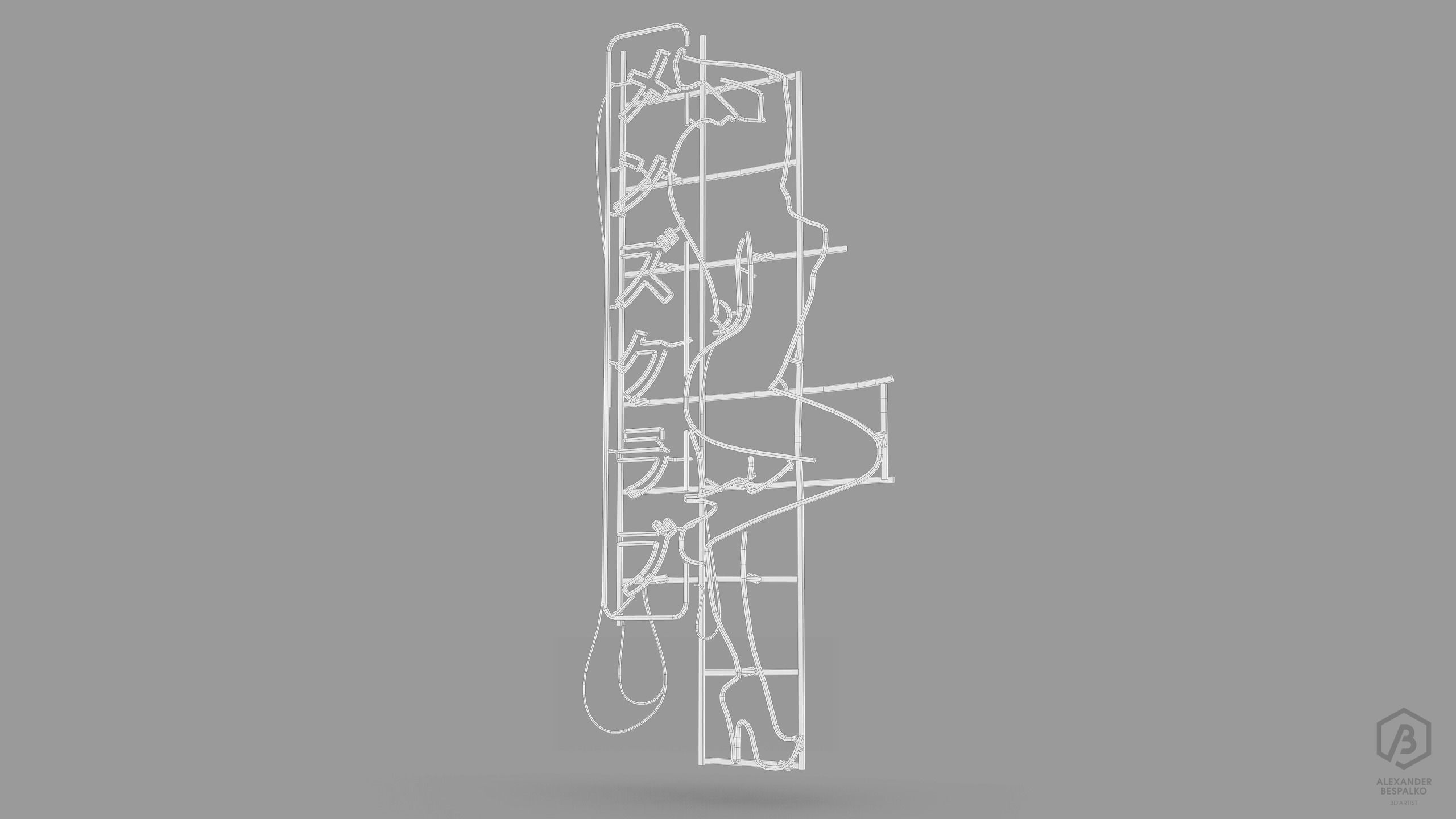 Game Ready Japanese Signs Set Sign Neon Girl Low-poly 3D model_10