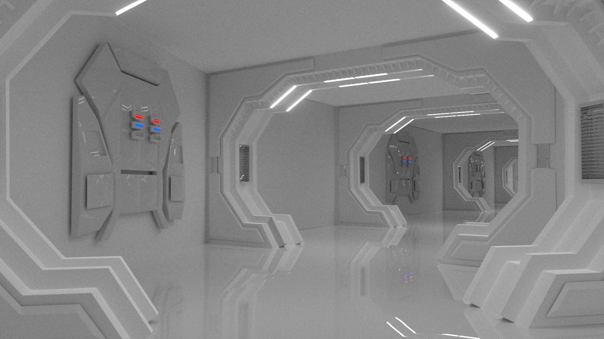 Corridor futuristic 3D model_1