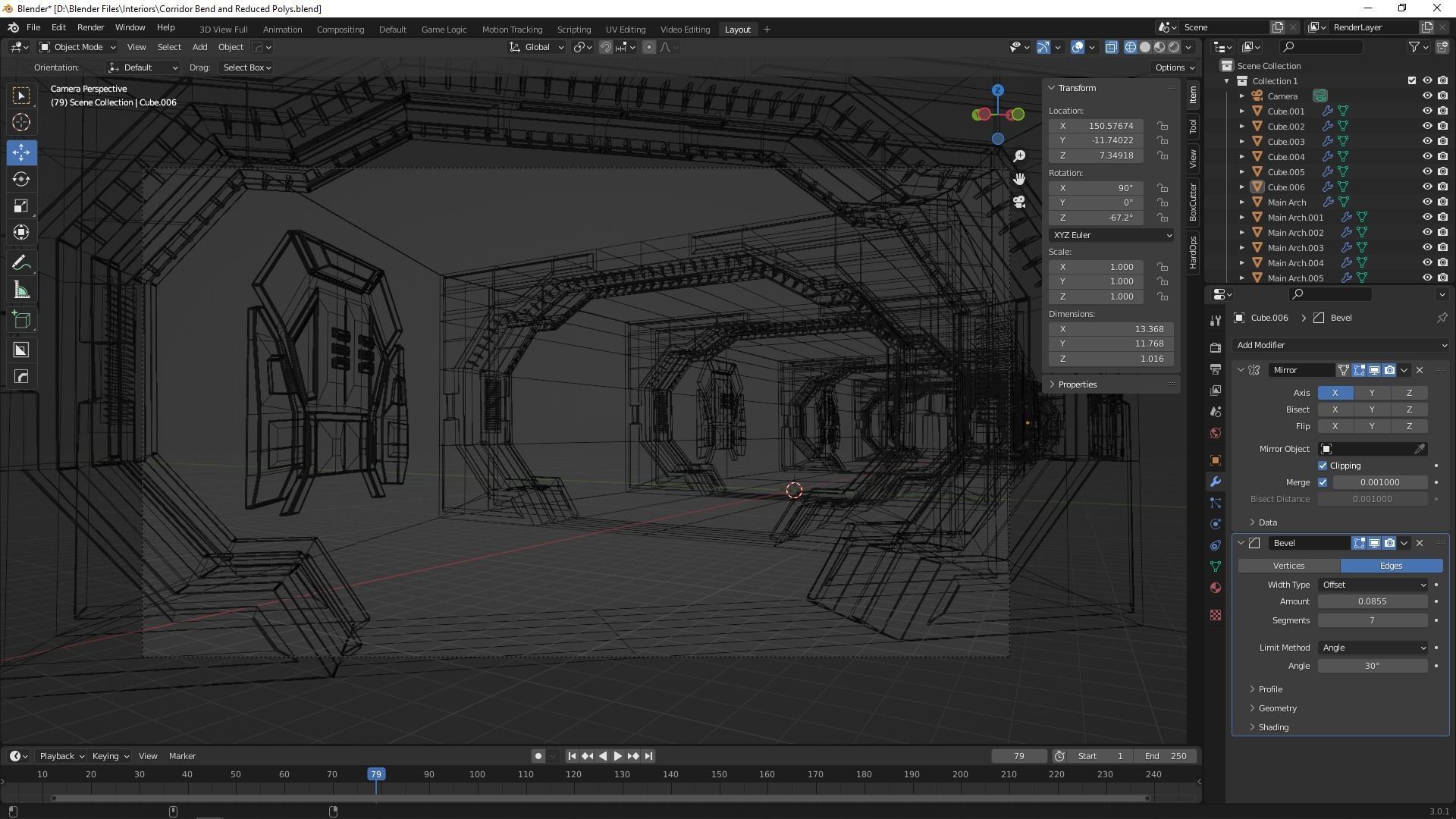 Corridor futuristic 3D model_2