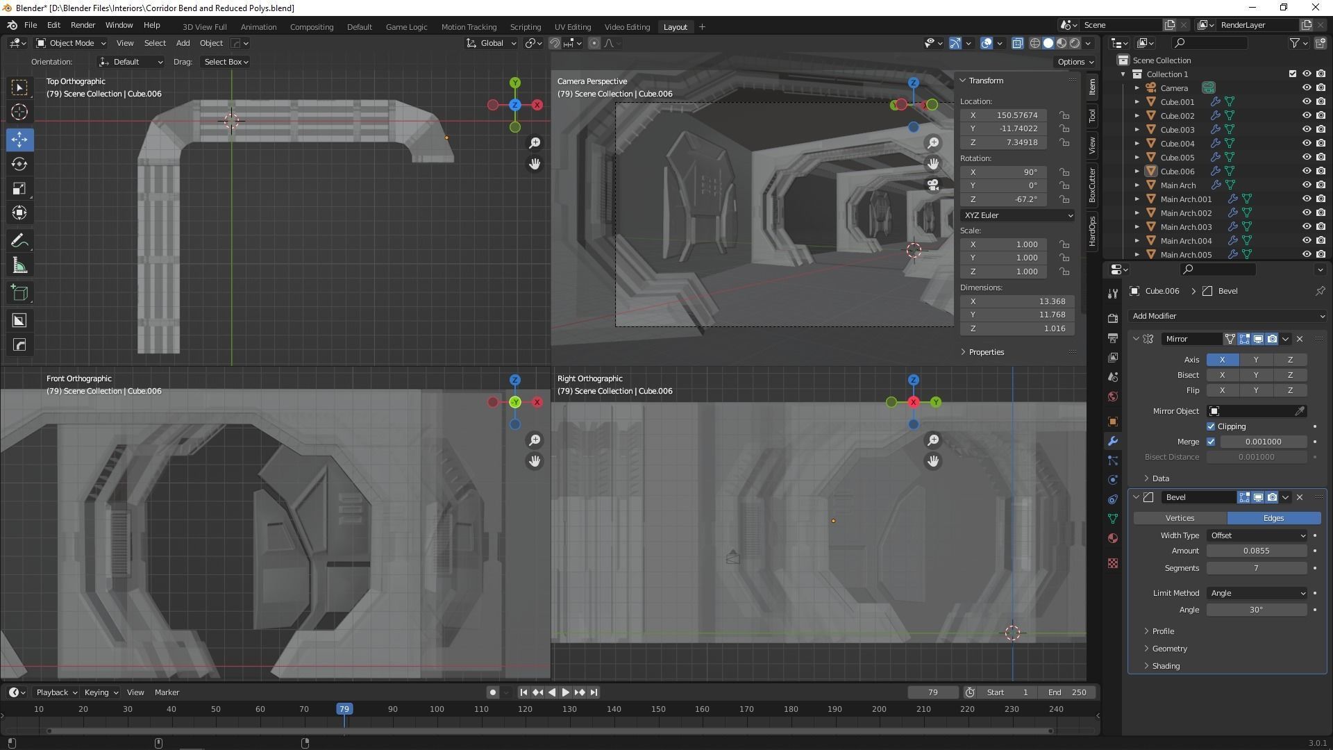 Corridor futuristic 3D model_3