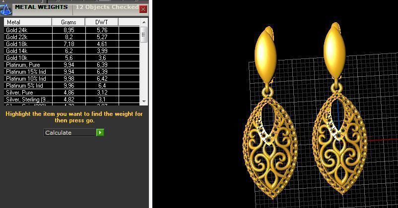 Earrings openwork set 3D print model_2