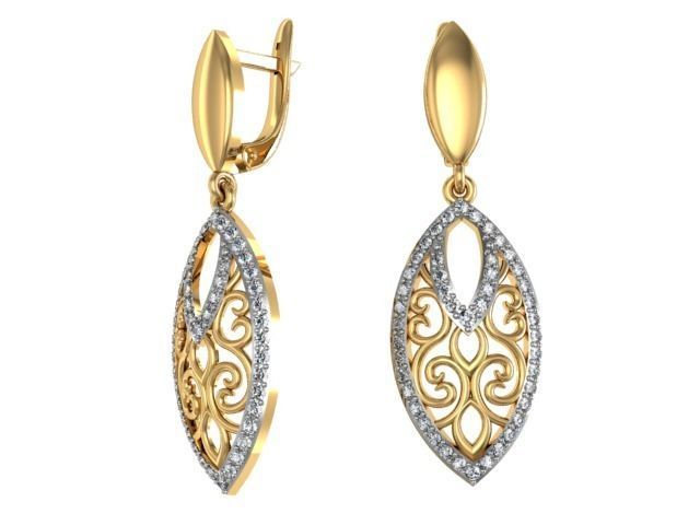 Earrings openwork set 3D print model_1