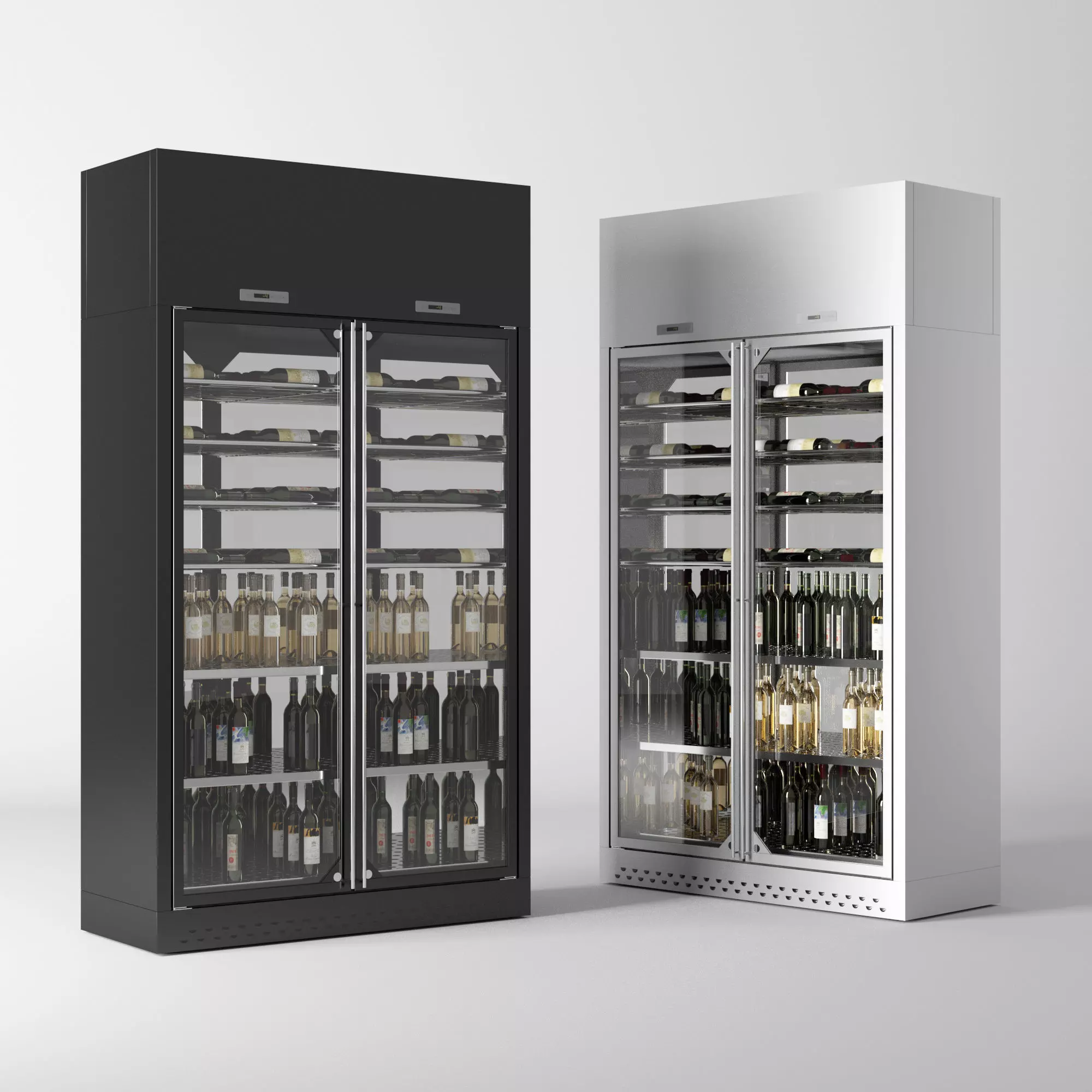 Enofrigo double-door wine cooler display cabinet with bottles 3D model
