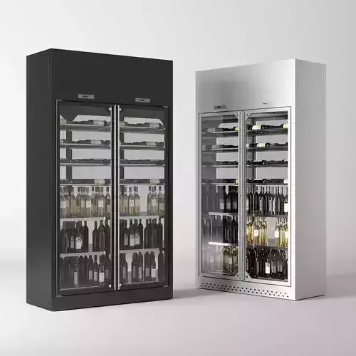 Enofrigo double-door wine cooler display cabinet  with bottles