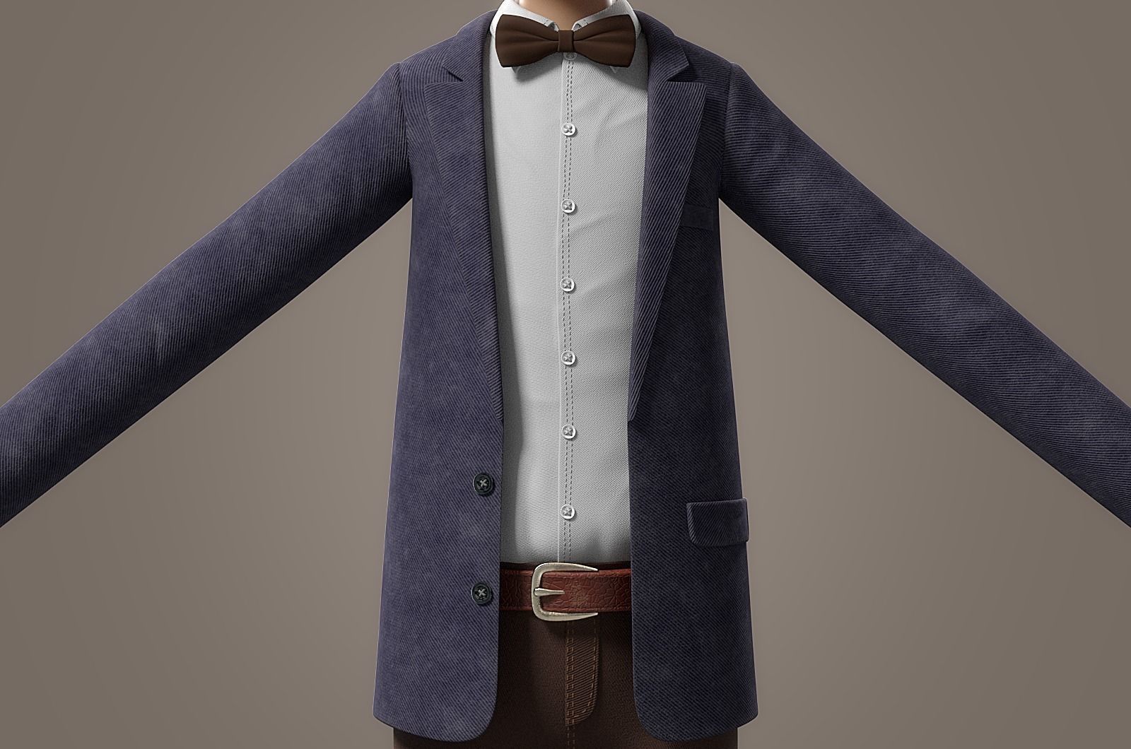 Cartoon Old Man No Rig 3D model_8