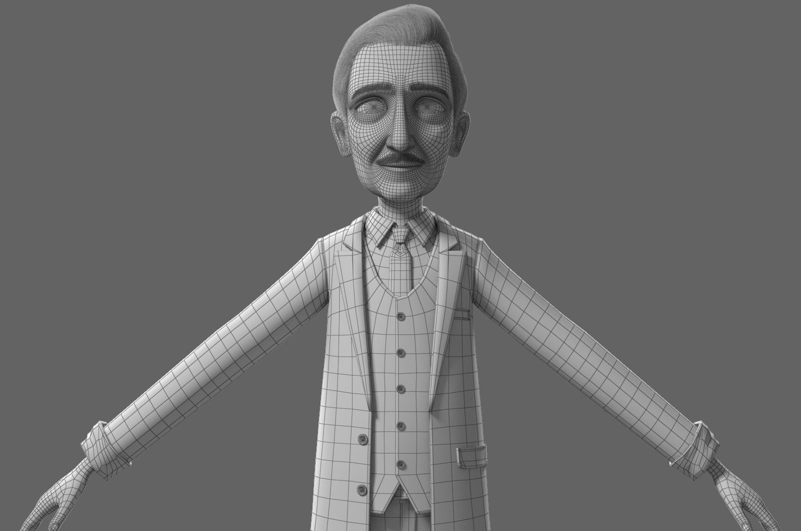 Cartoon Old Man No Rig 3D model_31