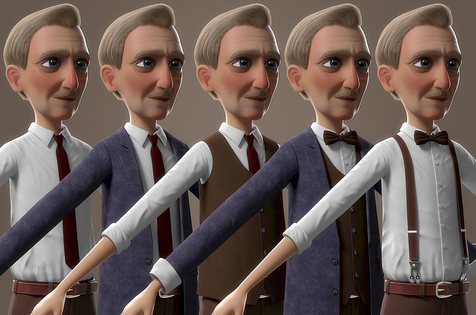 Cartoon Old Man No Rig 3D model_2