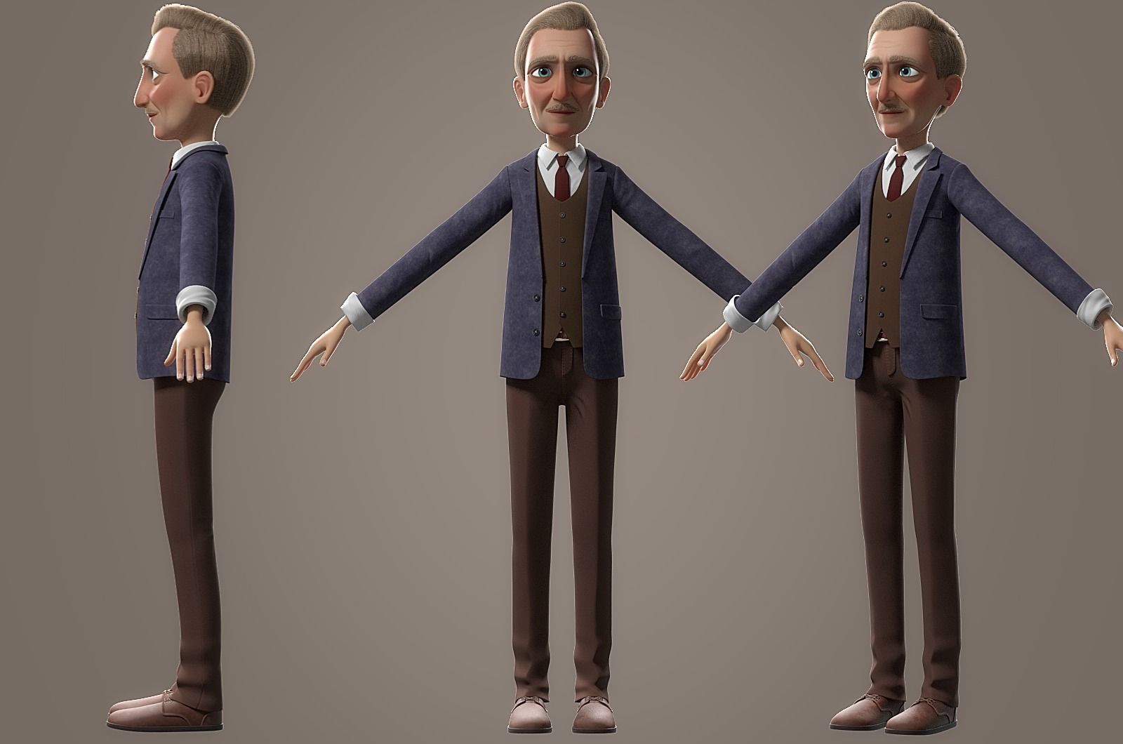 Cartoon Old Man No Rig 3D model_20