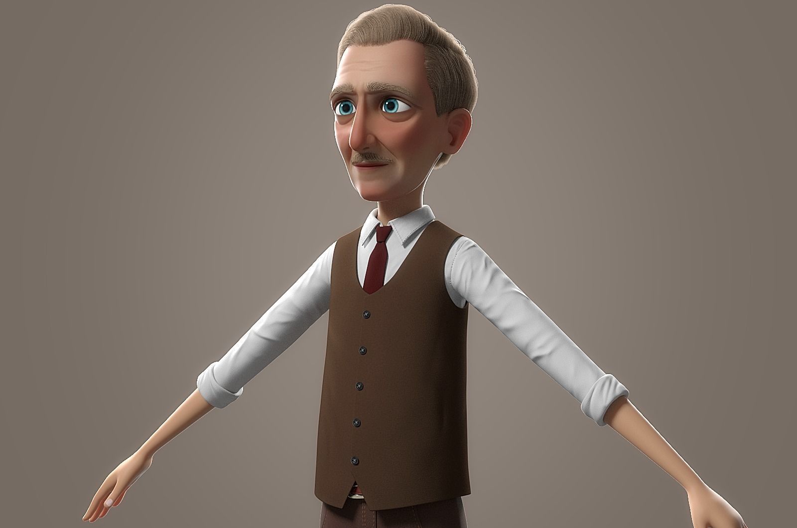 Cartoon Old Man No Rig 3D model_18