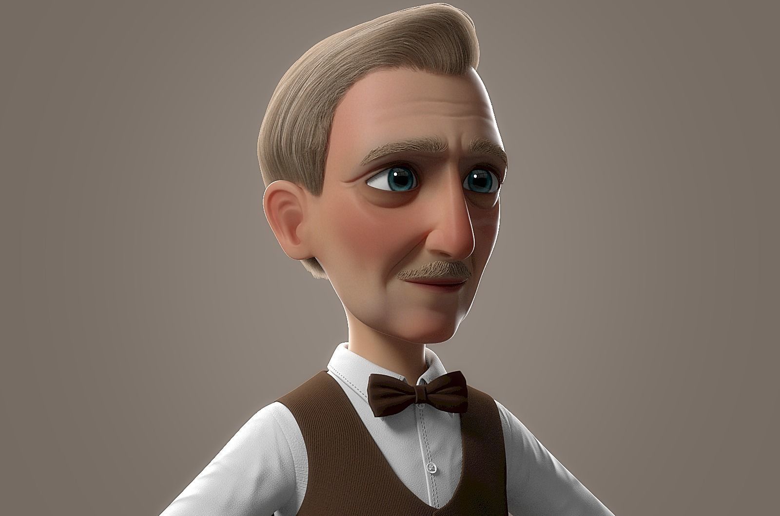 Cartoon Old Man No Rig 3D model_4