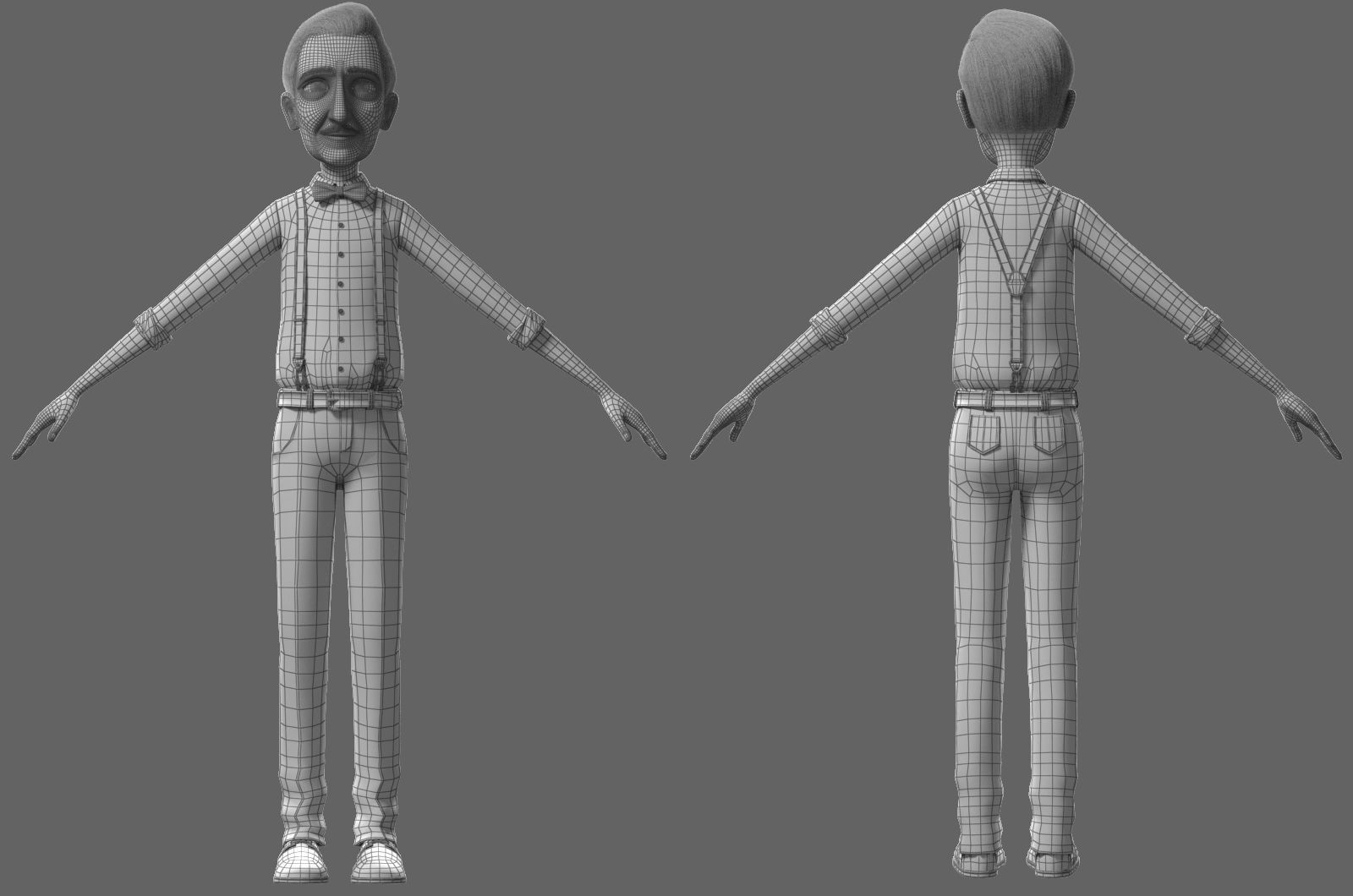 Cartoon Old Man No Rig 3D model_34