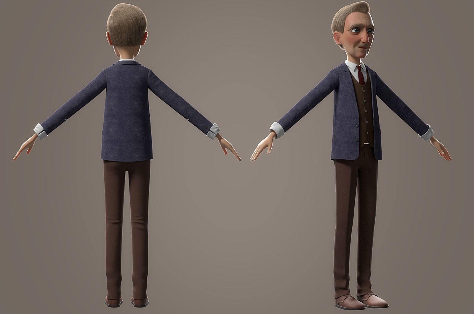 Cartoon Old Man No Rig 3D model_21
