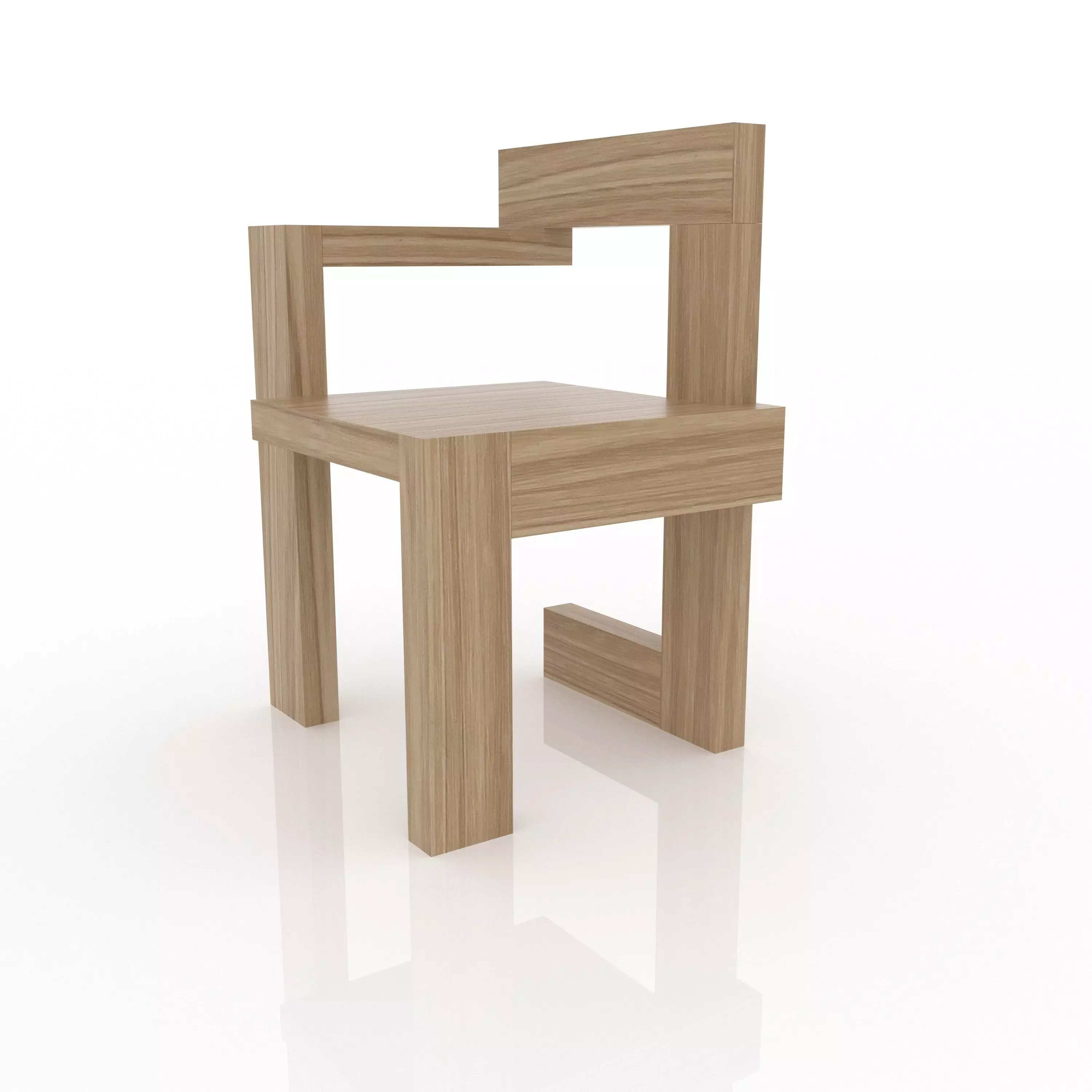 Steltman chair - Gerrit Ritveld Low-poly 3D model_0