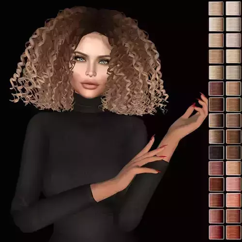 Female hair style rigged 3D model Low-poly 3D model