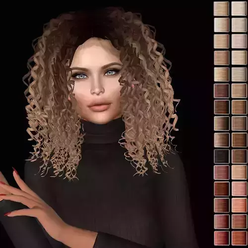 Female hair style rigged 3D model Low-poly 3D model