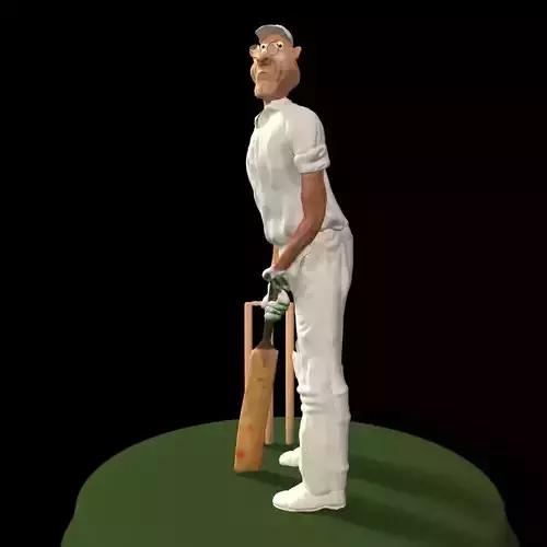 Old Cricketer Batting 3D model
