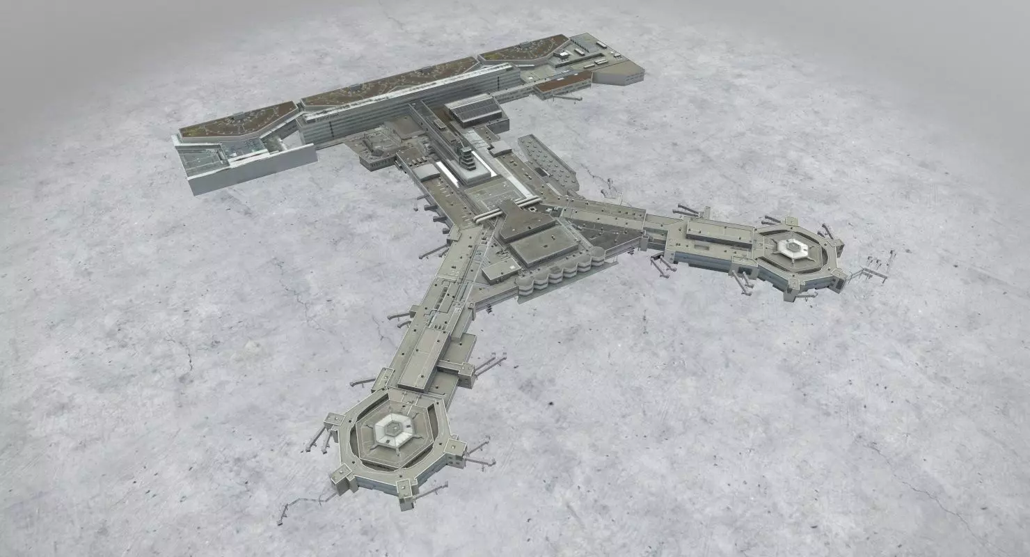 EDDF Terminal 1B Low-poly 3D model_0