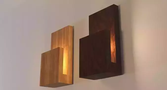 Modern Wood Wall Lamp Low-poly 3D model