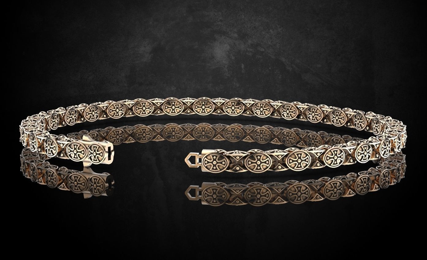 Bracelet with cross chain of any length 327 3D print model_3