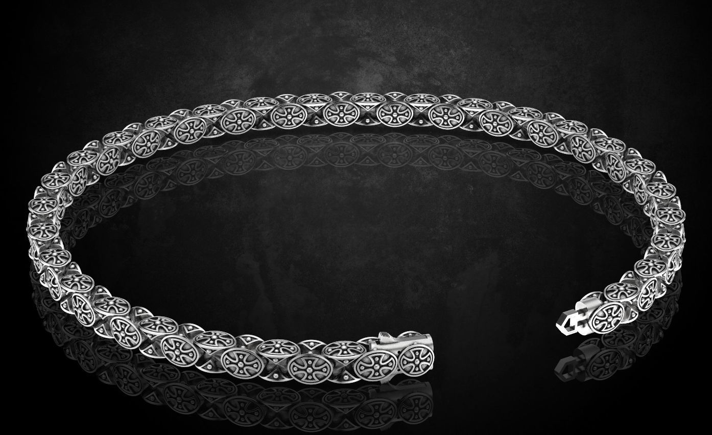 Bracelet with cross chain of any length 327 3D print model_6