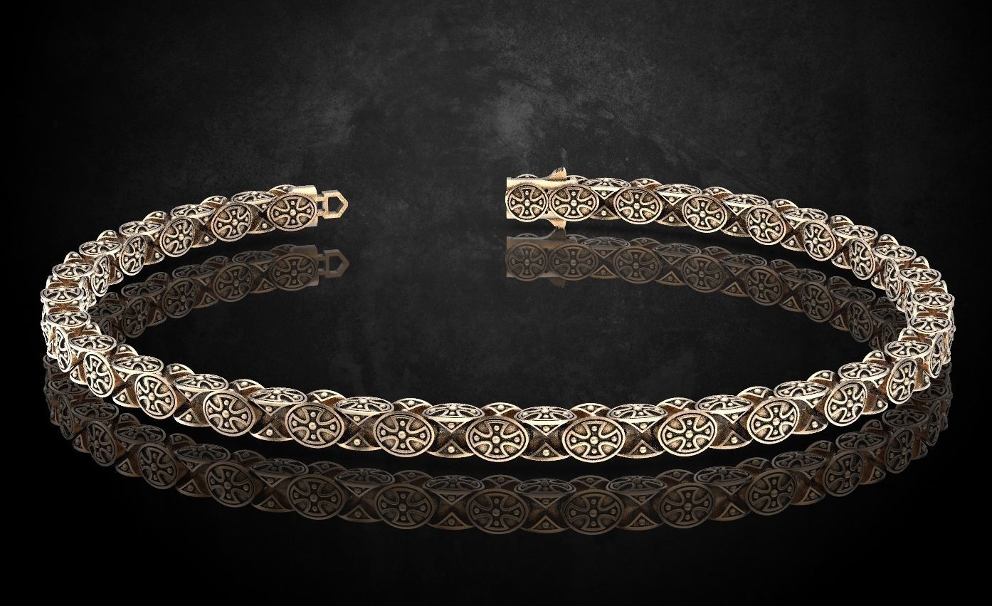 Bracelet with cross chain of any length 327 3D print model_1