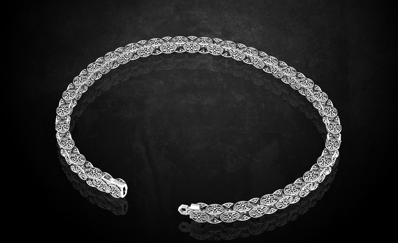 Bracelet with cross chain of any length 327 3D print model_9