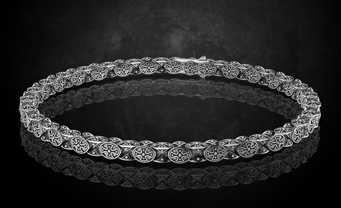 Bracelet with cross chain of any length 327 3D print model_8