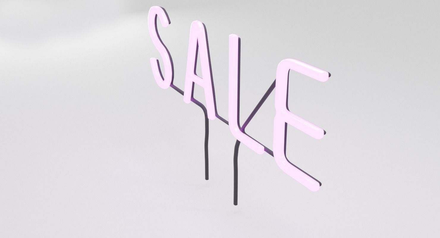  Purple Wall Neon Sign Low-poly 3D model_2
