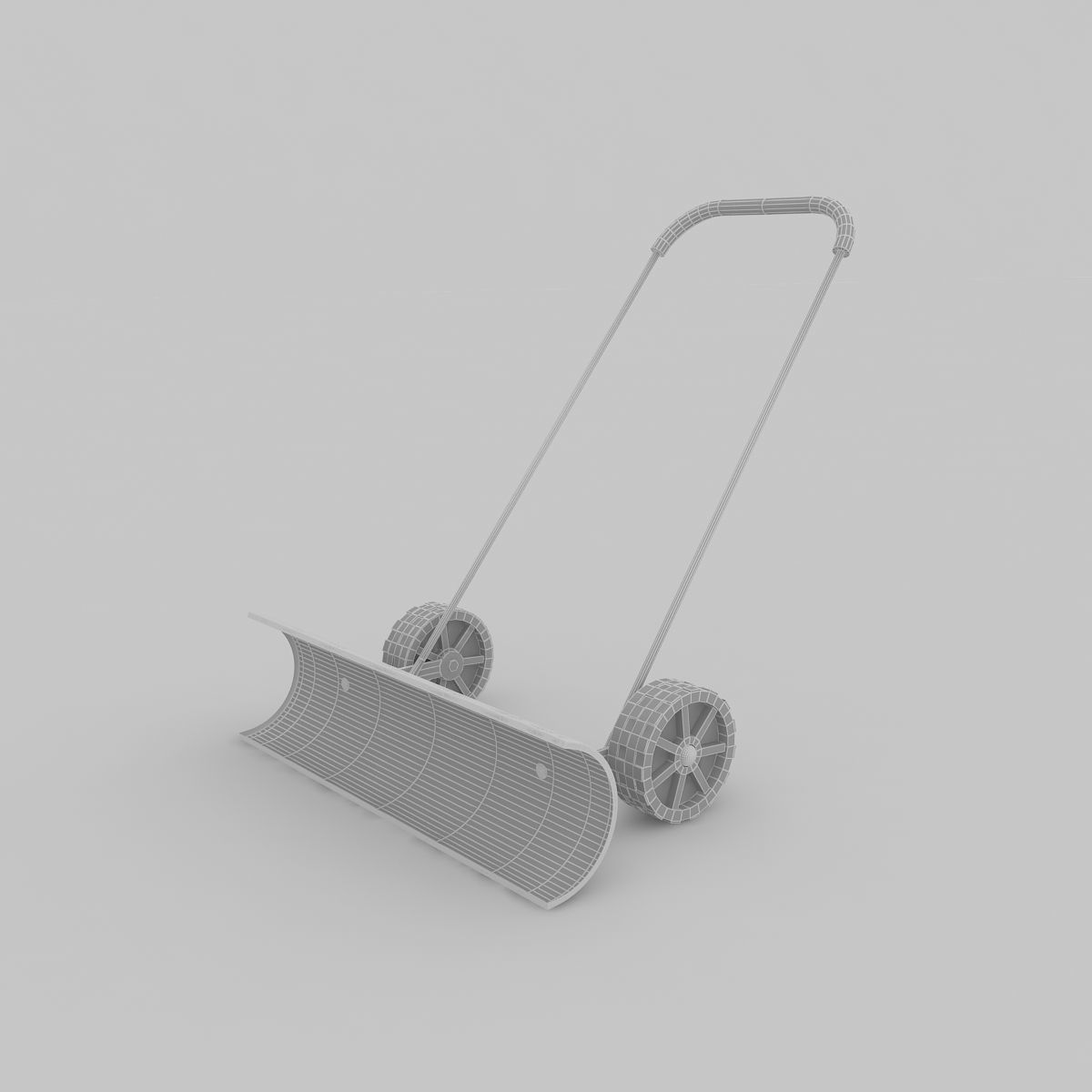Snow Shovel with Wheels 3D model_4