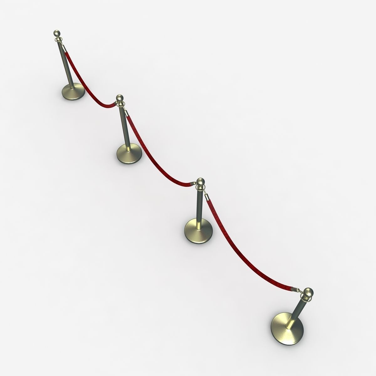 Stanchions ropes 3D model_2