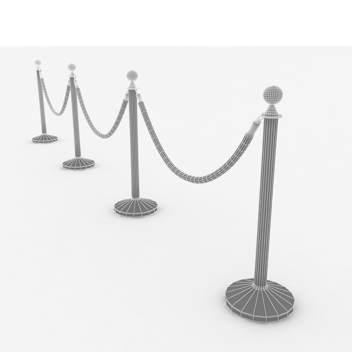 Stanchions ropes 3D model_4