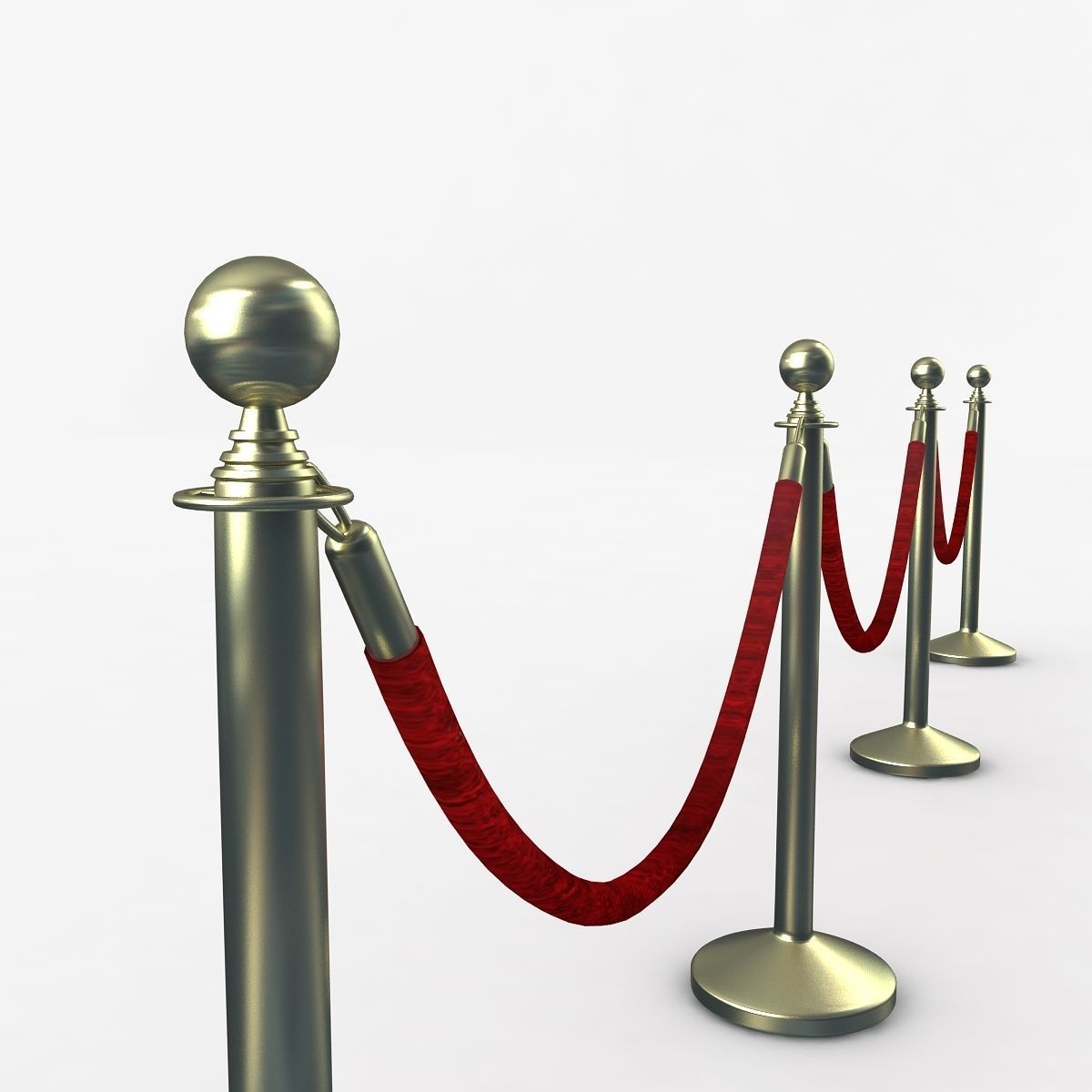 Stanchions ropes 3D model_1
