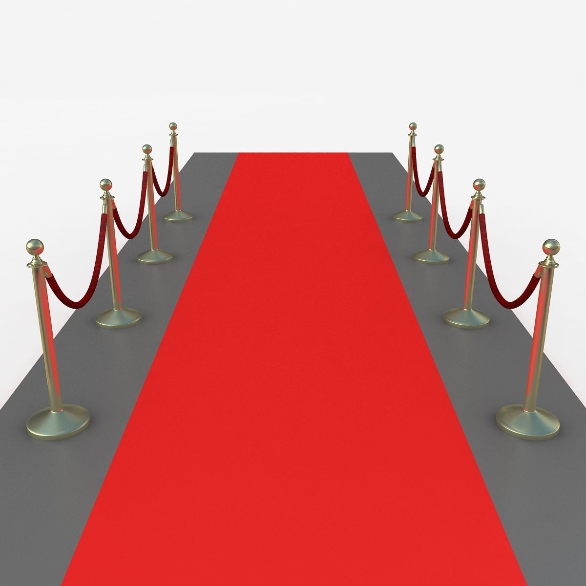Stanchions carpet with ropes 3D model_1