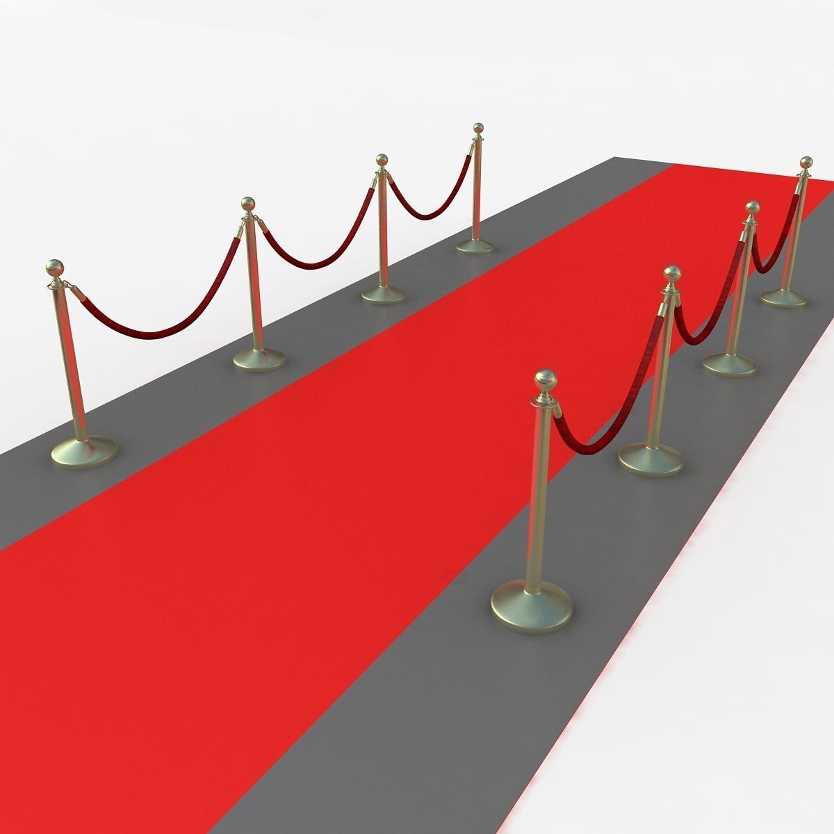 Stanchions carpet with ropes 3D model_2