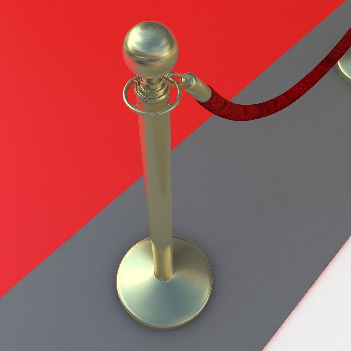 Stanchions carpet with ropes 3D model_3