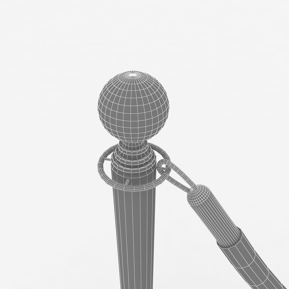 Stanchions carpet with ropes 3D model_4