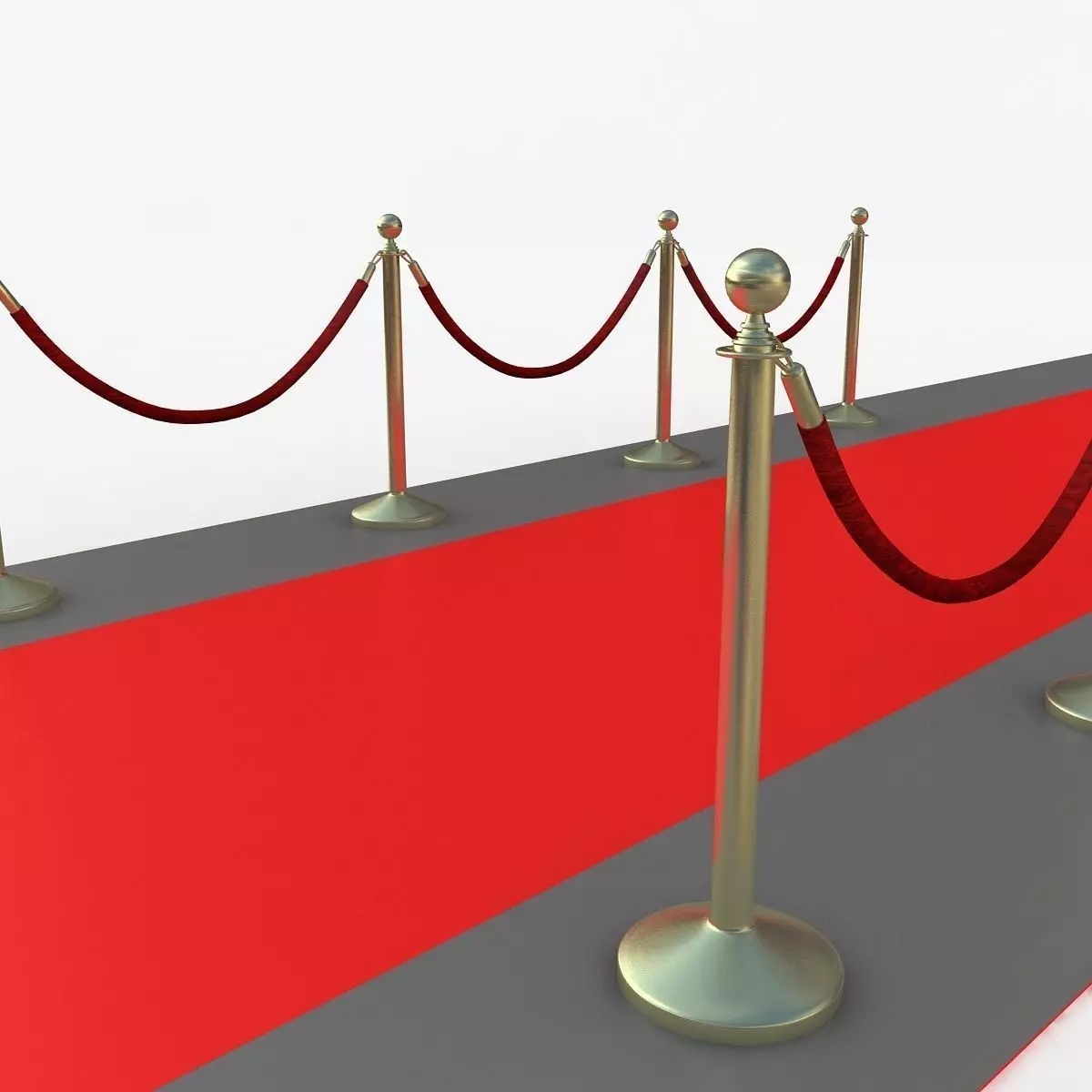 Stanchions carpet with ropes 3D model_0
