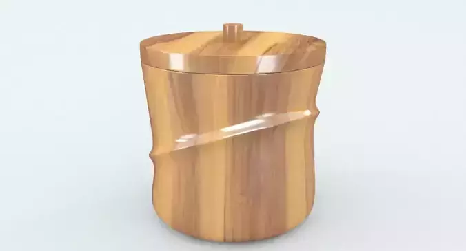 Wooden Ice Bucket Low-poly 3D model