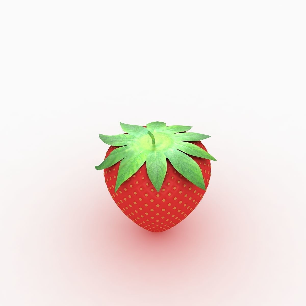 Strawberry with leaves 3D model_3