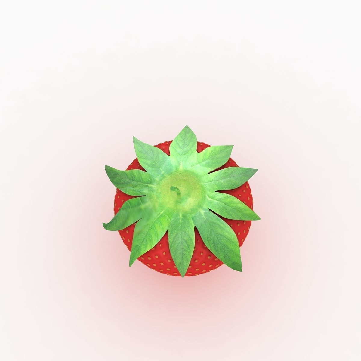 Strawberry with leaves 3D model_1