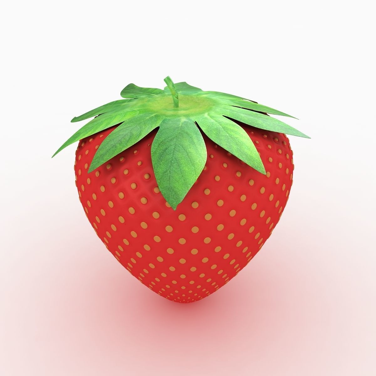 Strawberry with leaves 3D model_2