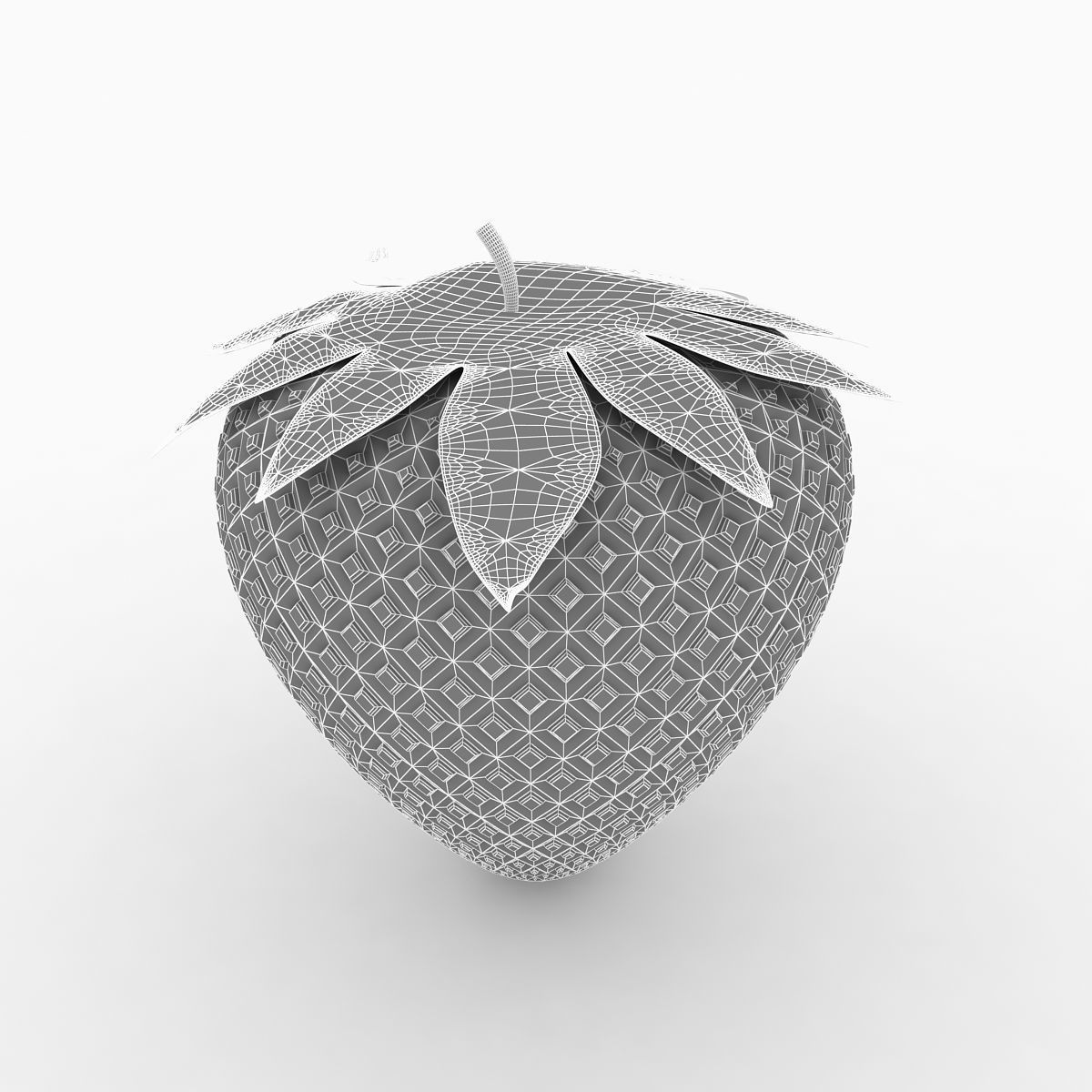 Strawberry with leaves 3D model_5