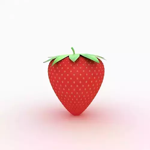 Strawberry with leaves 3D model