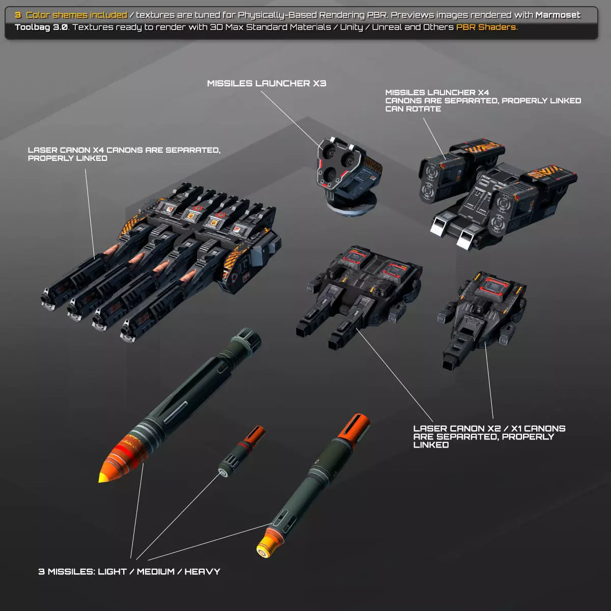 SF Spaceships Weapons C10 Low-poly 3D model