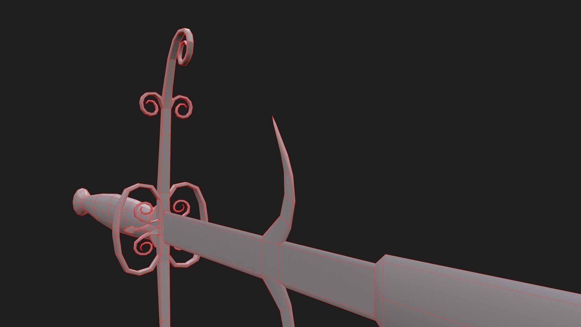 Bastard Sword Low-poly 3D model_4