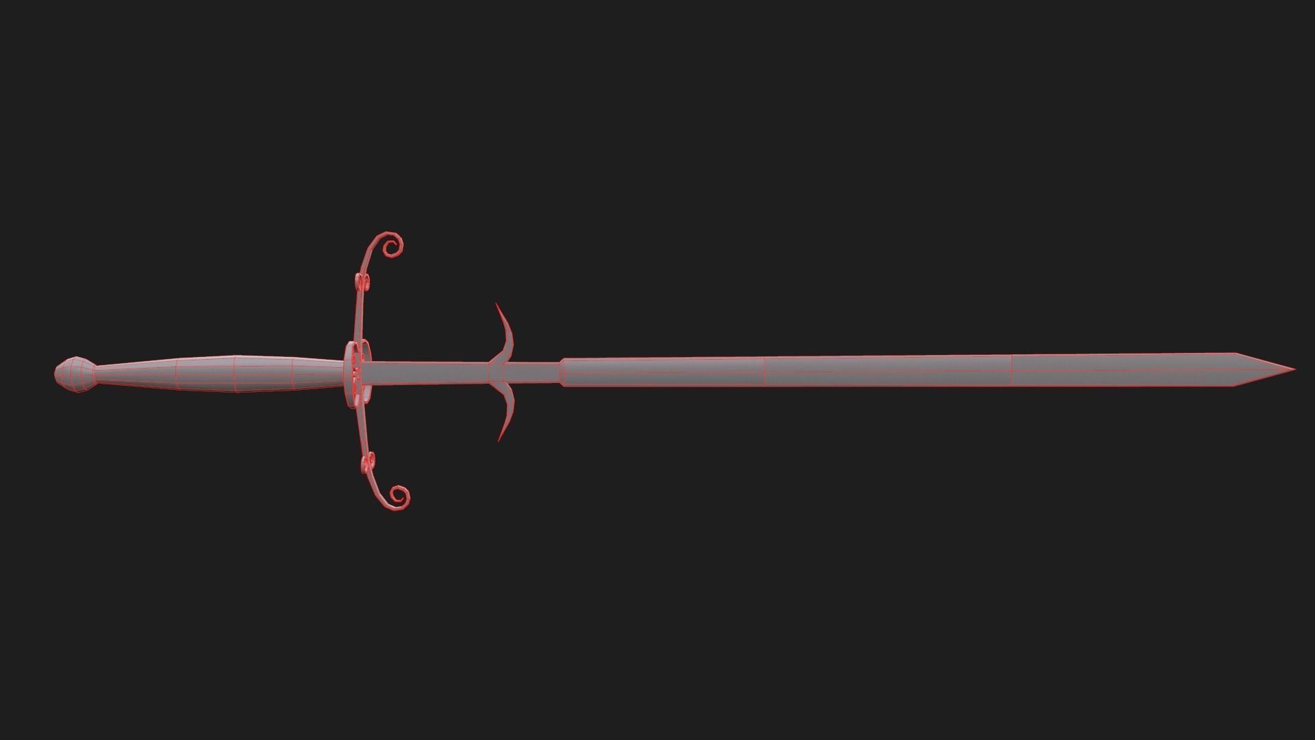 Bastard Sword Low-poly 3D model_5